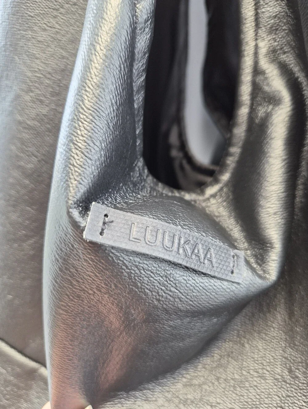 Luukaa Joy Black Faux Leather Lagenlook Hobo Bag Minimalist Slouchy Market Tote